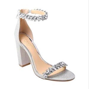 Jewel Badgley Mischka Mayra Women's Jeweled Heels in Silver, Nwot,  Size 8.5